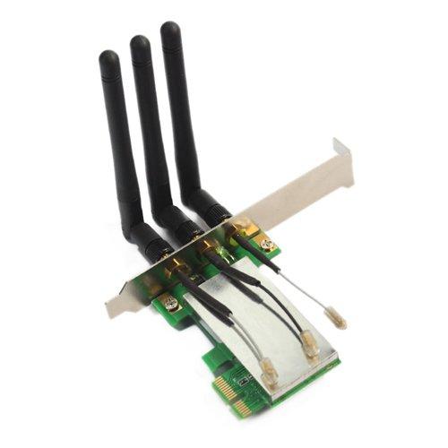 Freeshipping Hot New Mini PCI-E to PCI-E Express X1 Wireless WIFI adapter card with 3 Antennas