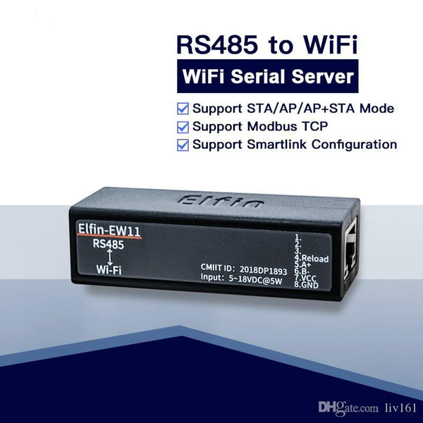 CE FCC Smallest Elfin-EW11/Elfin-EW11-0 Wireless Networking Devices Modbus TPC IP Function RJ45 RS485 to WIFI Serial Server