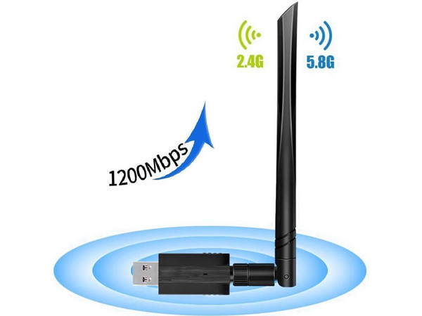 USB 3.0 Wireless Network Adapter WiFi WLAN Card Dongle AC 1200Mbps Dual Band 2.4G/5G with High Gain 5dBi Antenna for PC Laptop