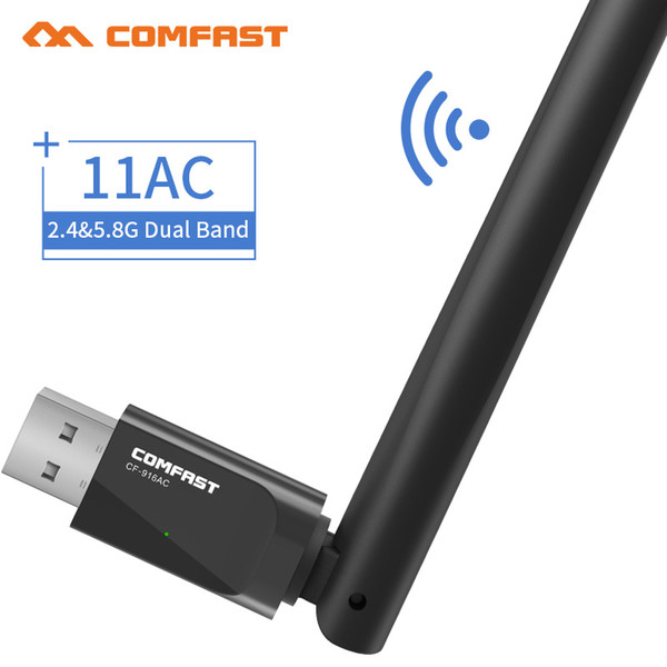 receiver COMFAST CF-916AC AC600 Dual band 2.4 +5.8Ghz Mini USB - fi Adapter reless Dongle 600Mbps PC Adaptador Wi