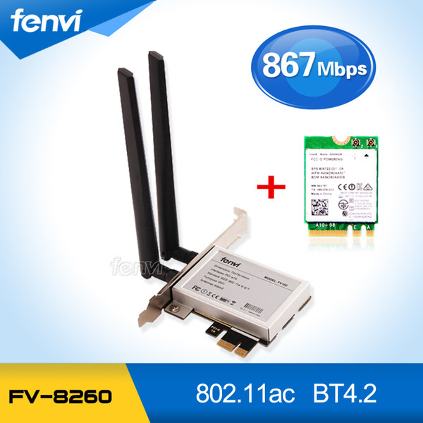 Wholesale- Fenvi PCi Express 8260AC Dual Band 8260NGW 867Mbps Wireless PCI-E Desktop WiFi Adapter with Bluetooth BT 4.2 Wlan Network