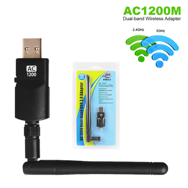 Wireless USB wifi Adapter AC1200M 3.0 2.4G+5GHz Dual Band 5d Bi adaptor Gigabit WiFi Speed Card for Laptop Desktop Computer