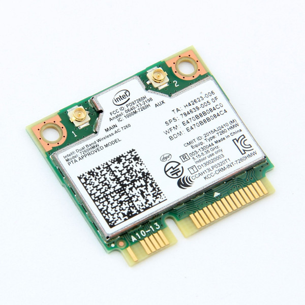 Mini PCI-E Wireless Card For Intel 7260 AC Dual Band 867Mbps 802.11ac Bluetooth 4.0 7260HMW Wifi Card For Laptop