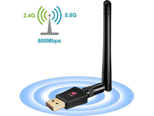 USB Wireless WiFi Adapter 600Mbps Dual Band 2.4G/150Mbps 5G/433Mbps, AC600 High Gain 802.11 N/G/B for Windows XP/Vista/7/8/8.1/10 MAC OS