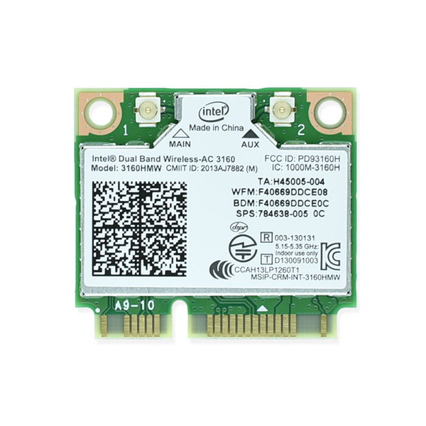 Wholesale- Brand new for intel Dual Band Wireless AC 3160 Intel3160 3160HMW 3160AC 2.4&5G BT4.0 MiniPCIe WiFi Wireless Network Card