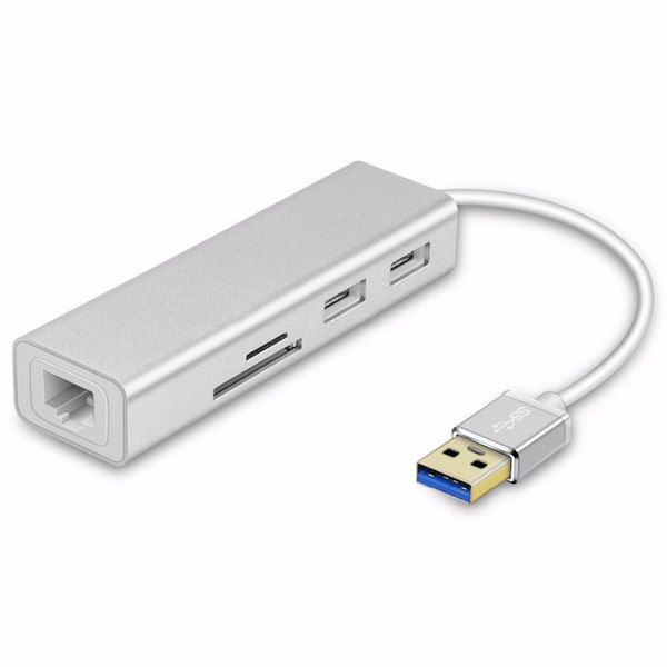 Aluminum USB3.0 to RJ45 Gigabit Ethernet Network Adapter LAN Port USB 2.0 SD TF Reader Hub Adapter Converter