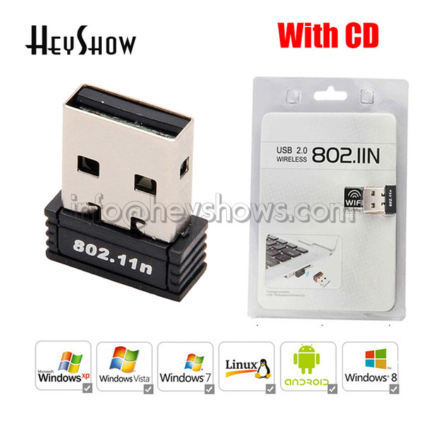 Mini USB Adapter High Speed Wireless Wifi Adapter Receiver External Dongle 150Mbps 802.11n/b/g Network Card With CD For Desktop/Laptop