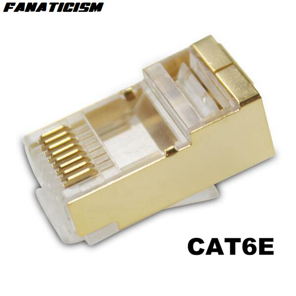 Fanaticism High Quality Gold RJ45 RJ-45 CAT6E Lan Cable Modular Plug Network Adapter CAT6 8P8C Modular Plug Ethernet Connector