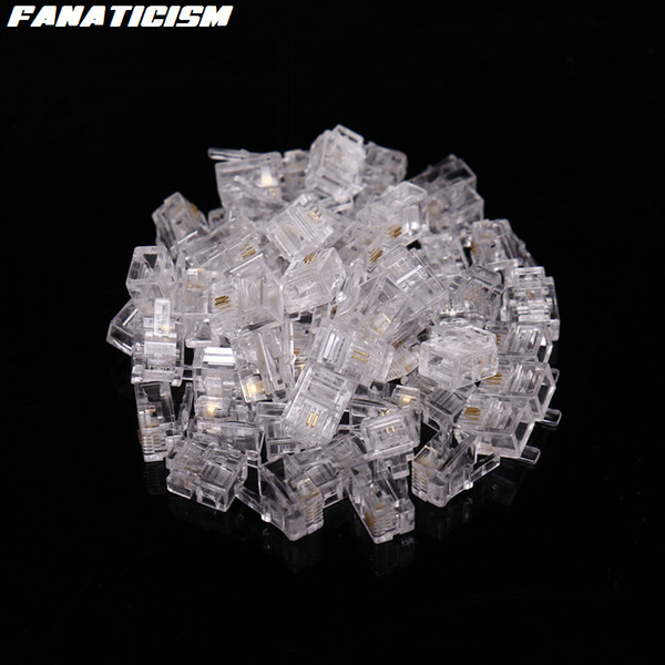 Fanaticism High Quality RJ-12 6P6C Modular Plug Telephone Phone Connector RJ-11 6P2C 6P4C 6 Pin 4 Contacts Crystal Head Adapter