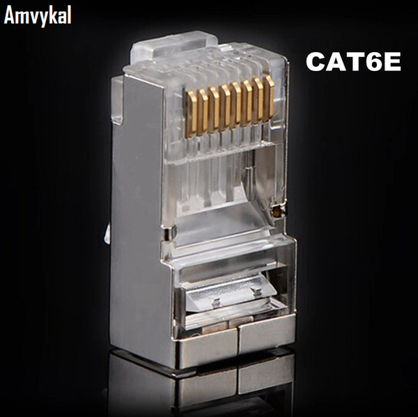 Amvykal High Quality RJ-45 8P8C Network CAT6E Metal Shield Modular Plug Connector RJ45 CAT6 Ethernet Network Modular Plug Adapter