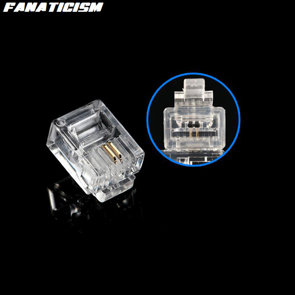 Fanaticism Top Quality RJ-11 6P2C Modular Plug Telephone Phone Connector RJ11 6 Pin 2 Contacts Crystal Head Adapter