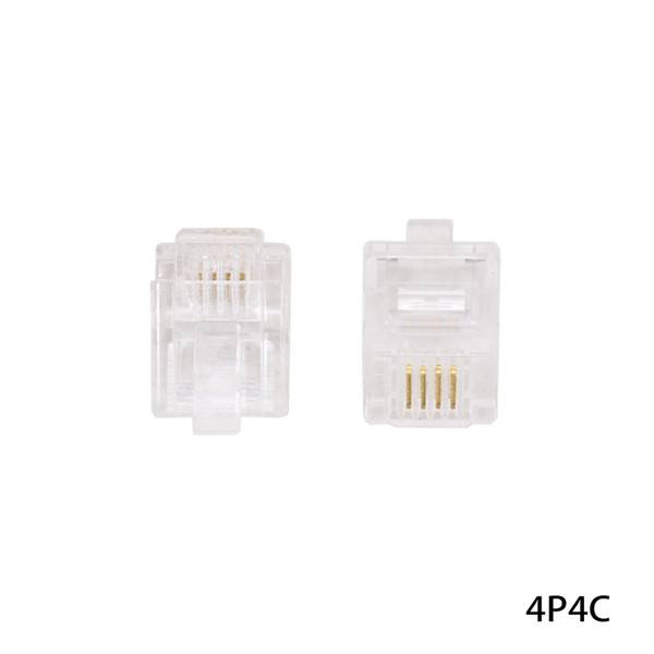 4P4C 4 Pins 4 Contacts RJ11 Telephone Modular Plug Jack RJ11 Connector Crystal Head Ethernet Cable Plugs Heads