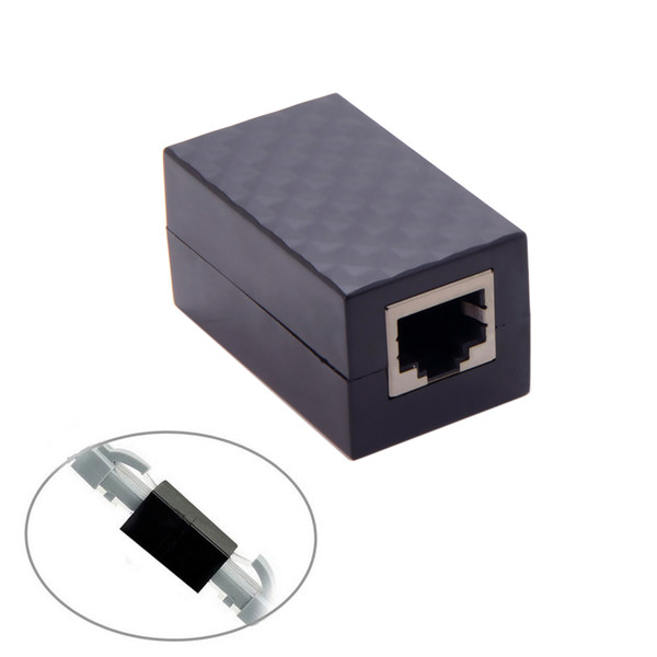 Lightning Protection & Shield RJ45 UTP STP CAT6 CAT5e Female to Female Network Lan Adapter Extender black color