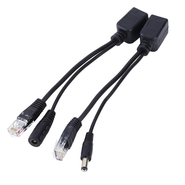 2pcs/lot Black/White Color Ethernet POE Adapter Cable Tape Screened POE Switch Cable Splitter POE Kit Cable RJ45 Injector Splitter Kit