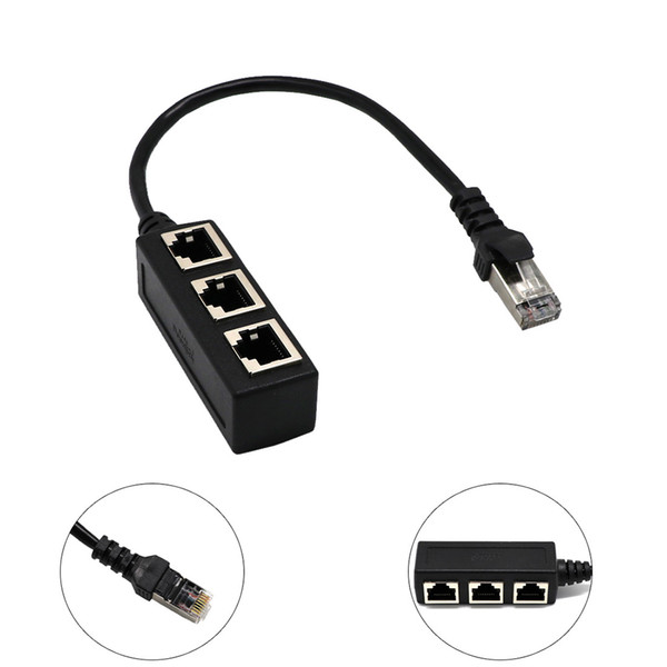 Ethernet RJ45 Cable Adapter Plug Extension Cord 1 Male to 3 Female Port for LAN Network