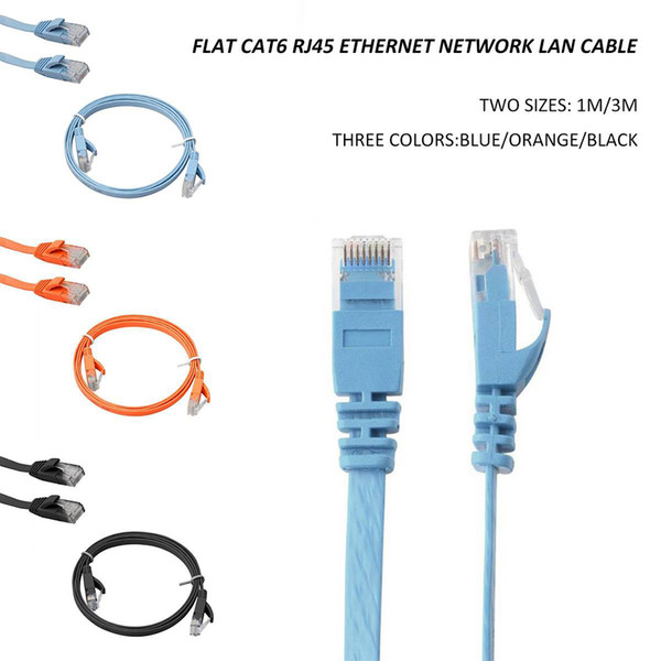 Flat Category 6 CAT6 RJ45 Ethernet Network LAN Cable UTP Patch Lead Cord 1M/3M Useful