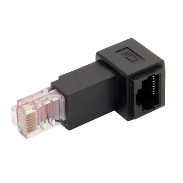 8P8C FTP STP UTP Cat 5e Male to Female Lan Ethernet Network Extension Adapter 90 Degree Angled