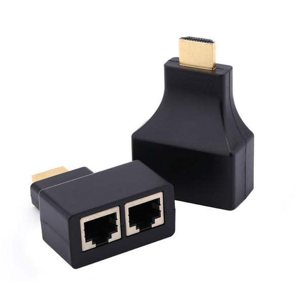 Freeshipping 4pcs/lot Black Color 1080p HDMI To Dual Port RJ45 Network Cable Extender Adapter Over by Cat 5e / 6 for HD-DVD for PS3