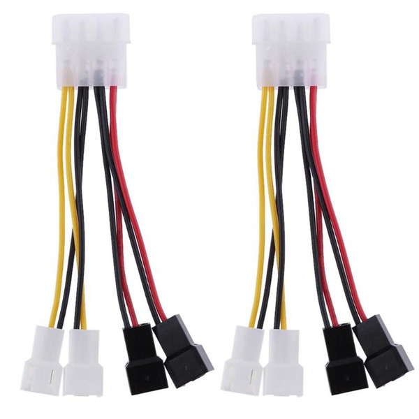 2pcs/lot Computer Cooling Fan Power Cables 4Pin Molex to 3Pin fan Power Cable Adapter Connector 12v*2/5v*2 for CPU