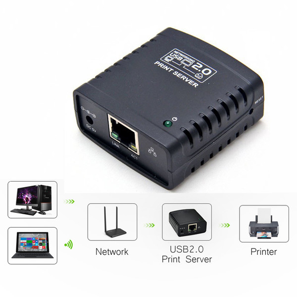 Freeshipping USB 2.0 LRP Print Server Share a LAN Ethernet Networking Printers Power Adapter USB HUB 100Mbps Network Print Server