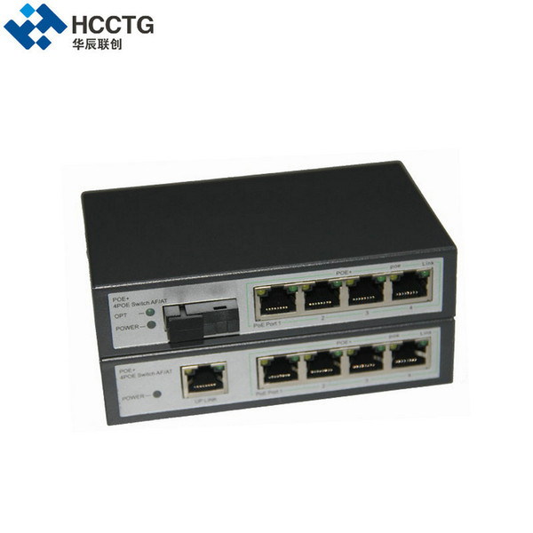 48V Desktop 4-Port 10/100m Fast Gigabit Industrial Ethernet Unmanaged Network POE Switch with Uplink Antenna HCC-204EP-E