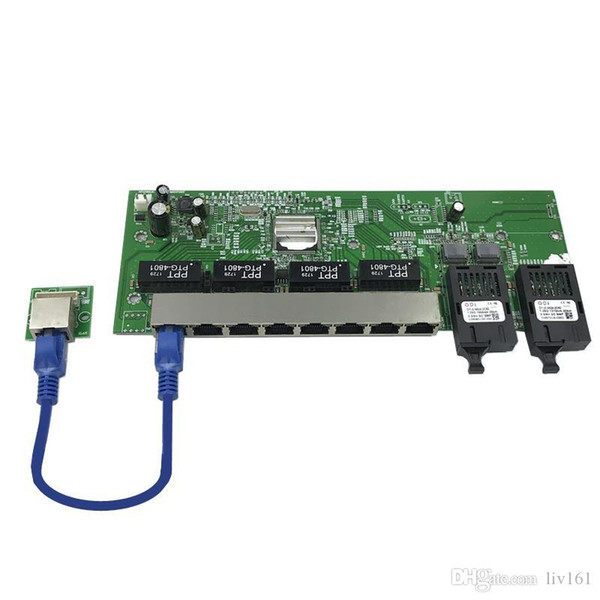 Reverse 10/100/1000M Gigabit Ethernet switch Fiber Optical Single Mode 8 RJ45 and 2 SC fiber Motherboard1.25G 20KM