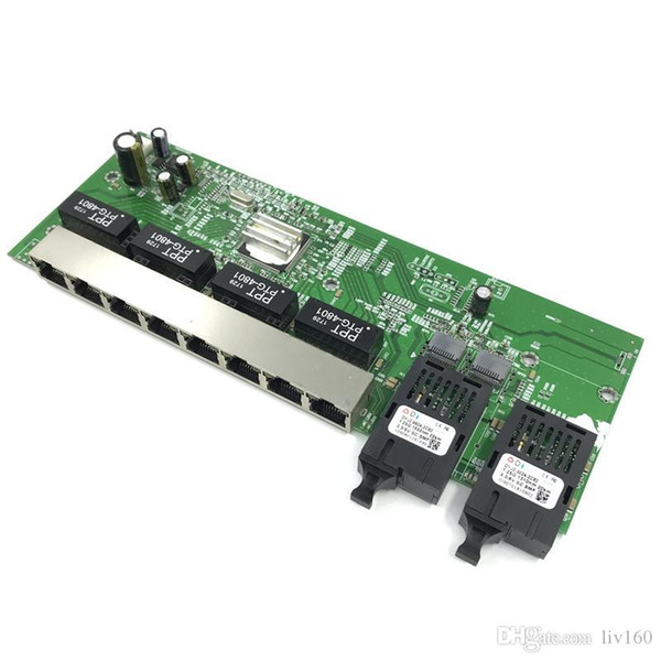 Reverse 10/100/1000M Gigabit Ethernet 8 RJ45 and 2 SC Motherboard1.25G 20KM Optical Single Mode