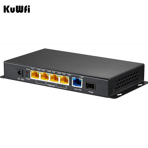 Freeshipping 5 Ports 10/100/1000M Gigabit 48V PoE Switch with Gigabit SFP Fiber Injector For Wireless Access Point/IP Camera/ IP Phone