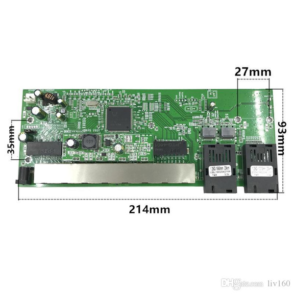 Reverse PoE 10/100/1000M Gigabit Ethernet Fiber Single Mode 8 RJ45 and 2 SC fiber Motherboard1.25G 20KM