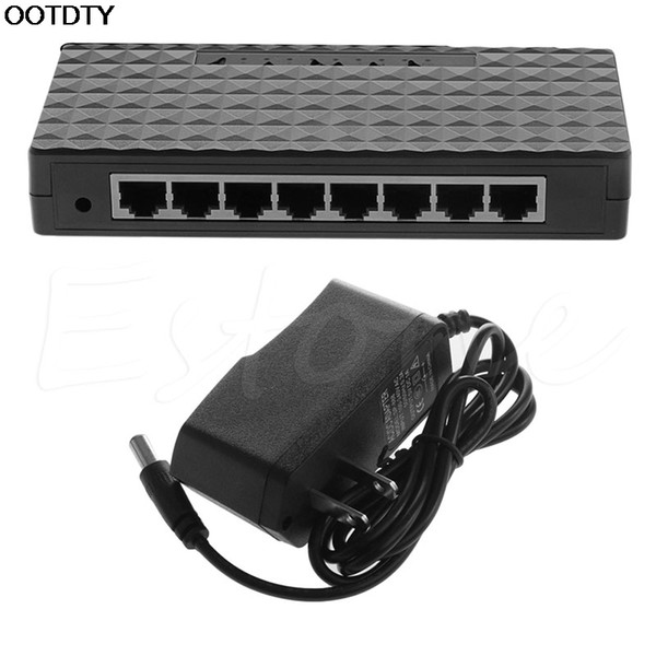 Freeshipping 8 port RJ-45 10/100/1000 Gigabit Ethernet Network Desktop Switch High Speed - L059 New hot