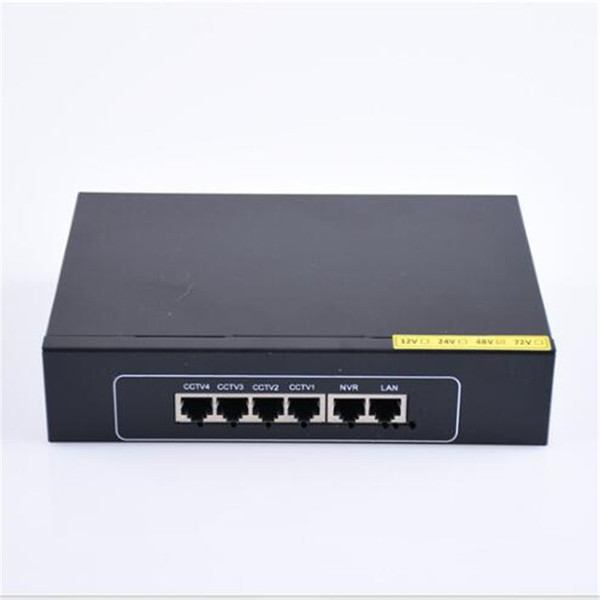 48V 4 port PoE Switch 10/100 Mbps Smart Switch met 2*10/100 mbps UP Link poort 250 meter Belde Ingebouwde Voeding DC 52 v 1.4A