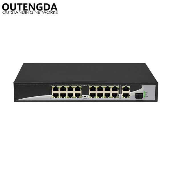 16 ports POE Switch with 16 POE Ports 2 Gigabit Uplink 1*1000Mbps SFP Power to IP Camera, Wireless AP, IP Phone