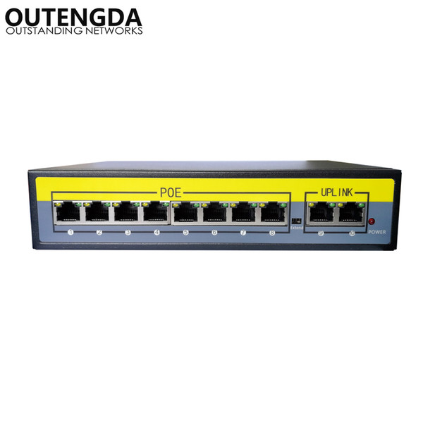 2+8 Ports 100Mbps PoE Switch Adapter Power over Ethernet IEEE 802.3af/at for Cameras AP VoIP Built-in Power 120W Switch Injector