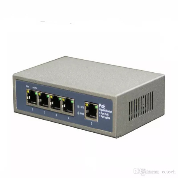 Free shipping 4 port 10 100 1000mbps 10Gpbs gigabit poe switch with power adapter DC 52v 1.25a for ip camera