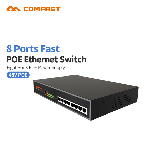 COMFAST 8 Port Poe Switch 8 Ports DC Desktop Ethernet Switch Network IP Cameras Powered PoE CF-S180P 48V Real Poe Supply