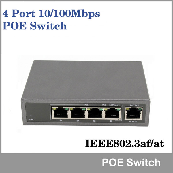 4 Port 10/100Mbps 802.3af/at POE Switch/Injector 30W Output For IP Camera Network Switch VoIP Phone AP Devices via DHL/UPS/Fedex