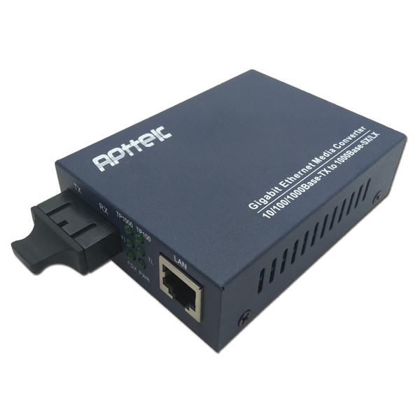 Gigabit Ethernet Media Converter ,10/100/1000 Base-TX to 1000 Base -SX/LX,Single Mode Dual Fiber,Up to 20Km,wavelength 1310nm(APTTEK)