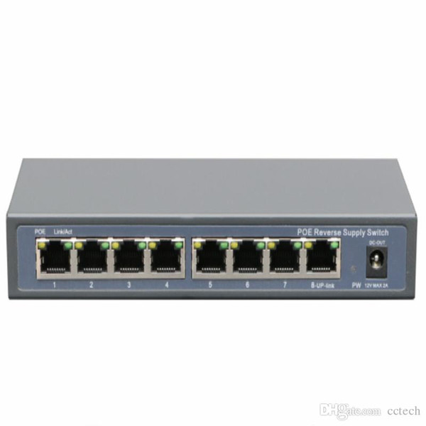 OEM DIP switch Vlan 12-57V POE powered 8 port gigabit reverse POE switch with DC 5v 12v 2a output support mode A B