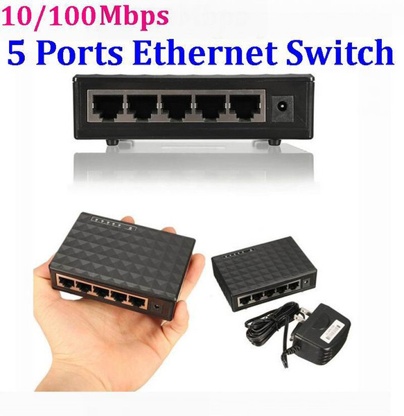 10/100Mbps 5 Ports Desktop Ethernet Switch Network Switch LAN Power Adapter Switch Hub * 30set/lot