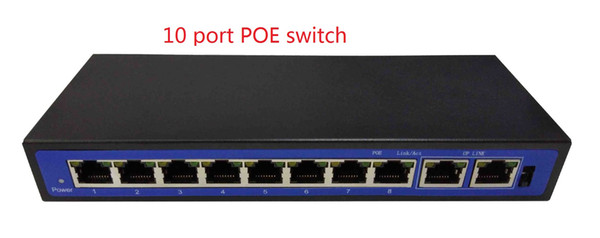 10 port POE switch 100Mbps with 48V total 150W RJ45 output 30W IEEE802.3af at PoE switch For Ip Cameras cctv camera