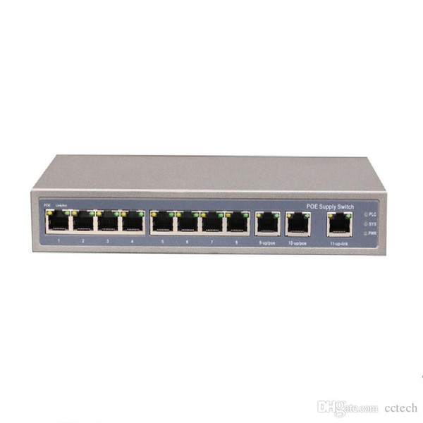 2018 new hot 8 port 10 100 1000m gigabit poe switch 802.3af with 3p rj45 uplink for HD CCTV Security IP camera NVR system Wifi AP IP PHONE