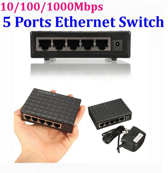 5 Ports 10/100/1000Mbps Base Gigabit Ethernet Network Switch Hub Plastic Mini Desktop High Performance Smart Adapter * 30set/lot