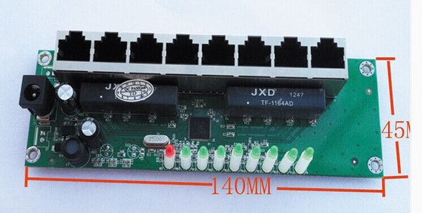 8 port Ethernet switch module of multimedia information box, wide voltage design 7.5V-12V