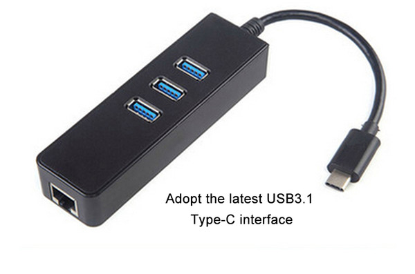 USB 3.1 Type-C Cable To 3 Port 3.0 HUB Gigabit Network Card Connector USB-C Notebook Network Card USB Type-C HUB Cable