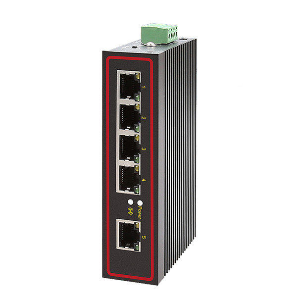 Industrial 5 port ethernet LAN switch 100M DOUBLE DC POWER high and low temperature SURGE PROTECTION