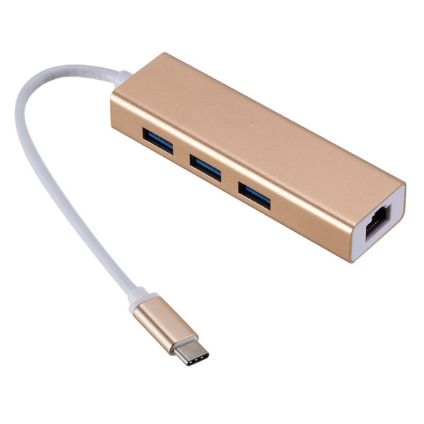 USB3.0 HUB Type C 3 Ports For Ethernet LAN RJ45 Cable Adapter High Speed Data Transfer Network Card Adapter