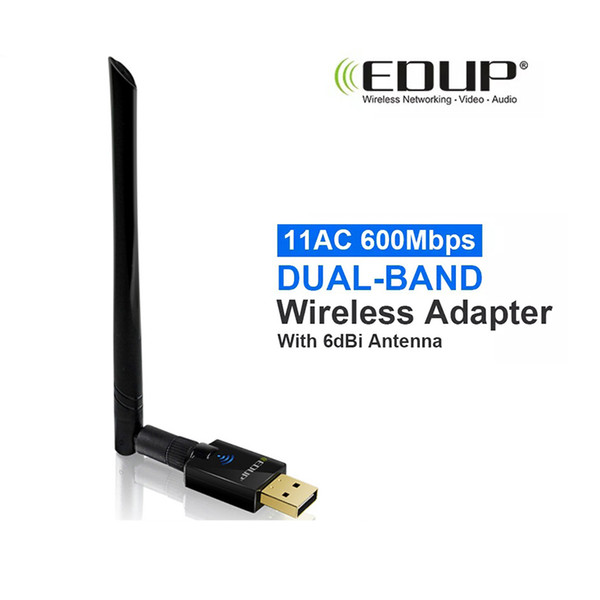 EDUP AC 600Mbps 2.4/5.8GHz 11AC Dual-band Wireless Adapter with 6dBi Antenna Support Windows and MAC with Retail Package