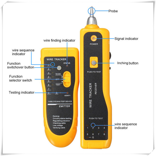 Wire Tracker Line Finder Cable Tester for Network Cable Collation Telephone Line Test with Low Battery Capacity Indication Hot Sale