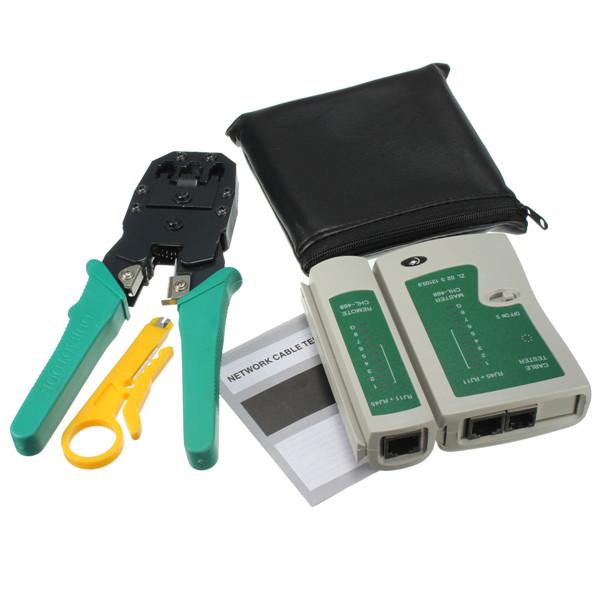 Portable HIGH SPEED PRO RJ45 RJ11 RJ12 CAT5 LAN Network Cable Tester Tool Kit Utp AND Plier Crimp Crimper Plug clamp PC HandTool order<$18no