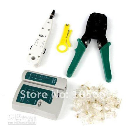 Wire Cable Crimp plier Tool Set RJ45 RJ12 Network LAN Cable Tester+Punch Tool 1 IN 5 Free Shipping